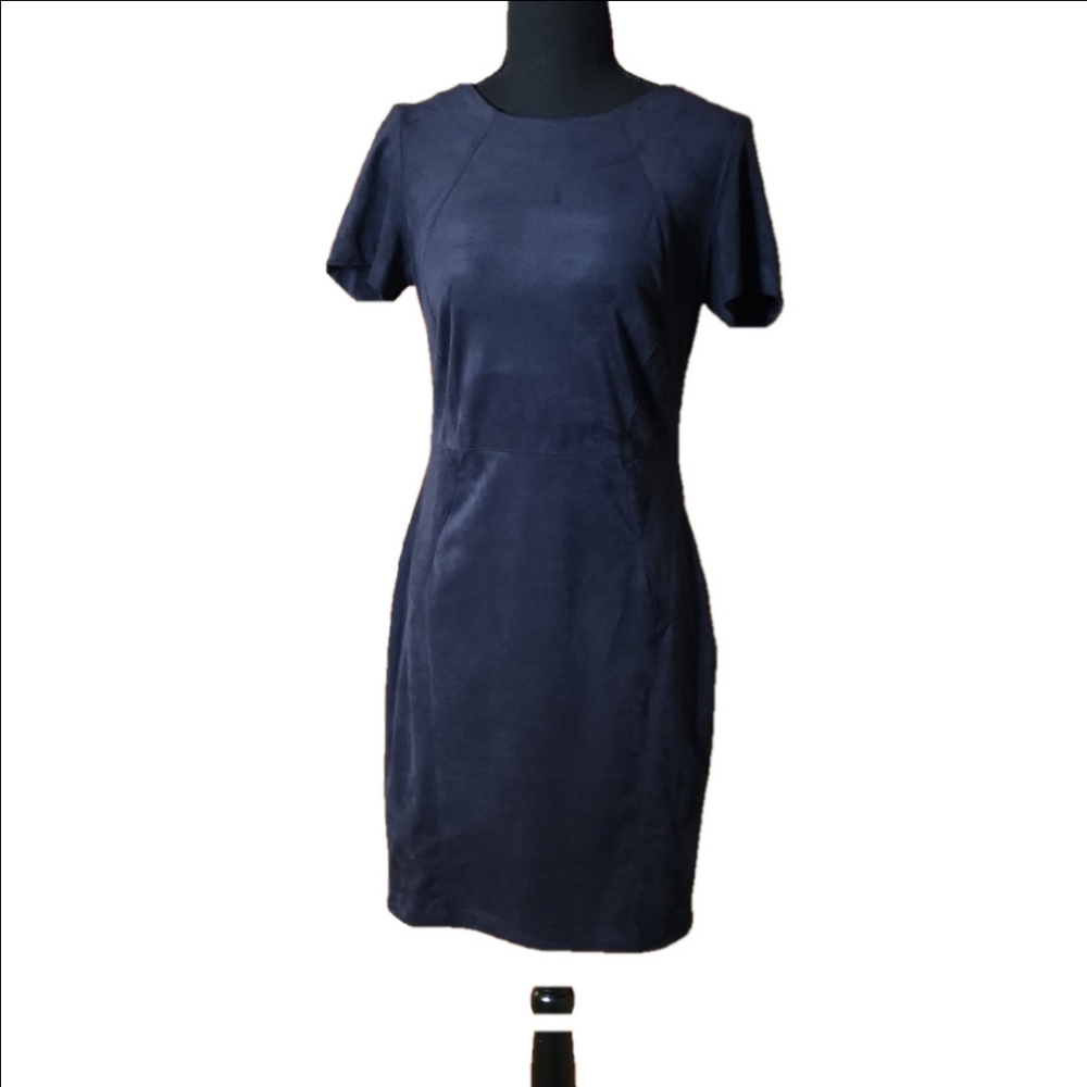 Katherine Barclay Navy Blue Suede Dress, Size 6